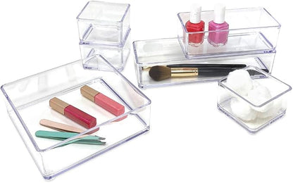 Isaac Jacobs 6-Tray Clear Acrylic Organizer Set, Stackable Storage Solution - Image 6