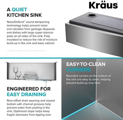 KRAUS Kore 27-Inch Farmhouse Workstation 16 Gauge Stainless Steel Kitchen Sink - Image 10