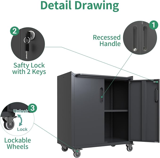 Metal Tool Cabinet, Garage Storage Cabinet System, Wall Cabinet & Locking - Image 5