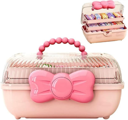Bow Knot Hair Accessories Organizer Box Cute Dust Proof Childrens Jewelry by Gujuja