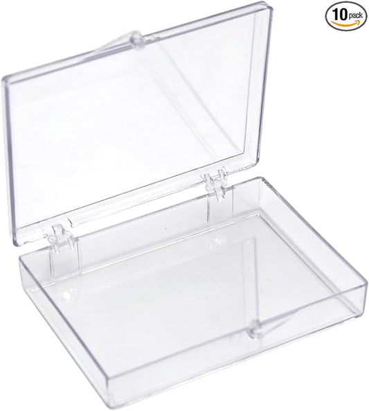 10-Pack Clear Hinged Plastic Containers, Keepsake Storage Boxes, 3 1/2" L x 2 by GaryPlasticPackaging