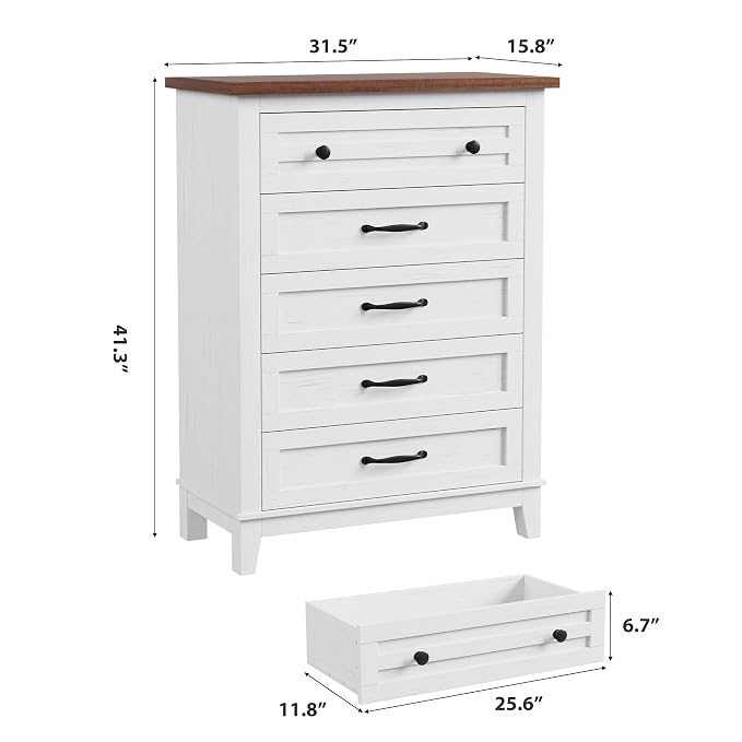 GarveeHome 5 Dresser for Bedroom, 41.3 in Tall Vertical Drawer Dresser - Image 2