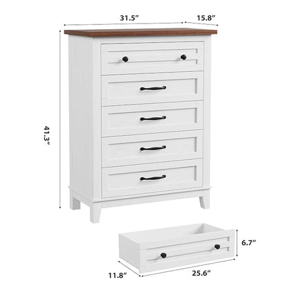 GarveeHome 5 Dresser for Bedroom, 41.3 in Tall Vertical Drawer Dresser - Image 2