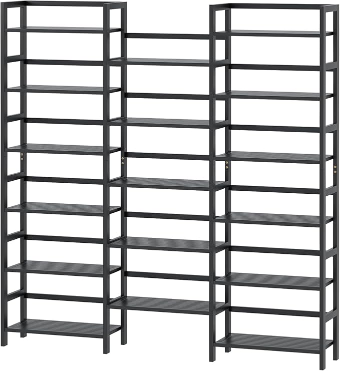Homykic Bamboo Triple Wide Bookshelves and Bookcases, 6-Tier Shallow Open - Image 7