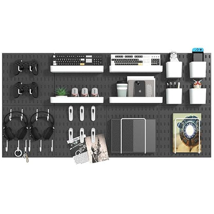 Pegboard Combination Kit, 8 Peg Boards and 30 Accessories Modular Hanging Black by VEOFEMLEA