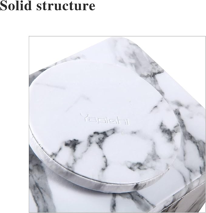 YAPISHI White Marble Leather Remote Control Holder, 360 Degree Spinning Desk TV - Image 3