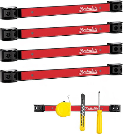 4 Pieces 12" Magnetic Tool Holder Strip, Metal Tool Organizer Rack by RechabiteMagneticTools