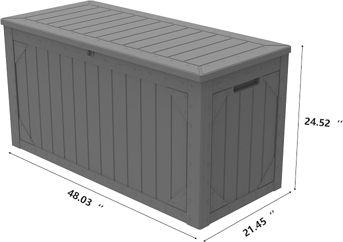 100 Gallon Resin Deck Box, Waterproof Outdoor Storage Box - Image 3