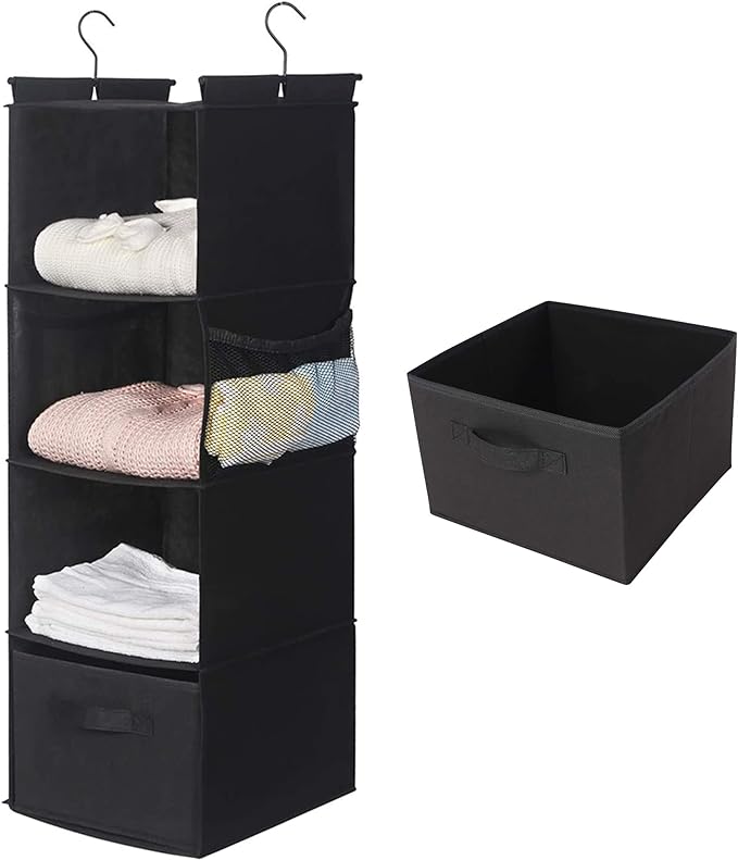 MAX Houser 4-Shelf Hanging Closet Organizer, Space Saver, Cloth Hanging Shelves by MAXHouser