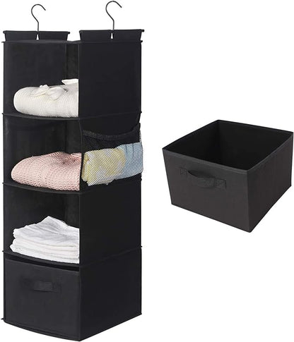 MAX Houser 4-Shelf Hanging Closet Organizer, Space Saver, Cloth Hanging Shelves by MAXHouser