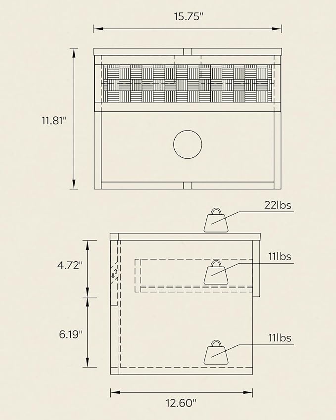 Rattan Floating TV Stands Set of 4, Wall Mounted Nightstands - Image 2