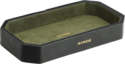 SANZIE Leather Tray Organizer Small Trays Decorative Tray Desktop Storage by SANZIE