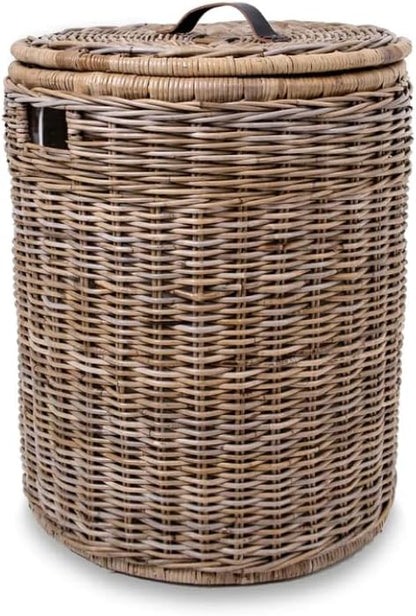 The Basket Lady Round Wicker Hamper | Wicker Laundry Hamper Nested Set of 2 - Image 3