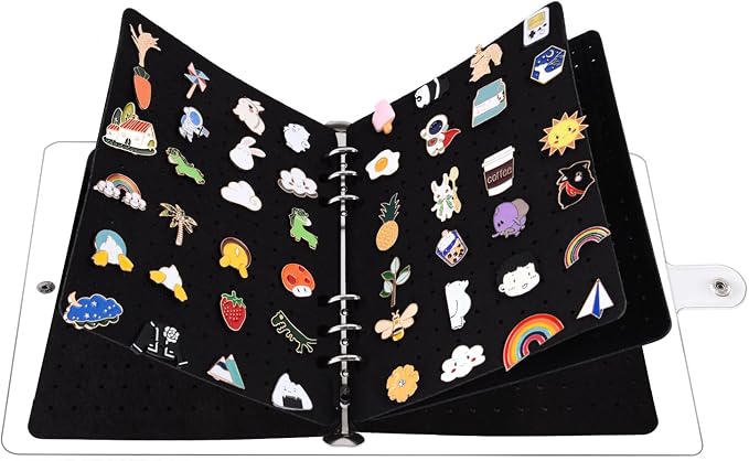 5 Pages A5 Enamel Pin Display Book, Pins Collection Storage Organizer Book by Wanshui