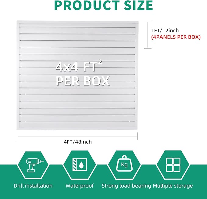 Slatwall Panel 4x4 ft Garage Mounted Storage, Peg Board Tool Organization PVC - Image 4