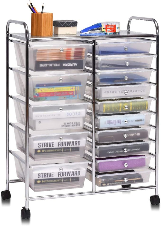 Giantex 15 Drawer Rolling Storage Cart Tools Scrapbook Paper Office School by Giantex