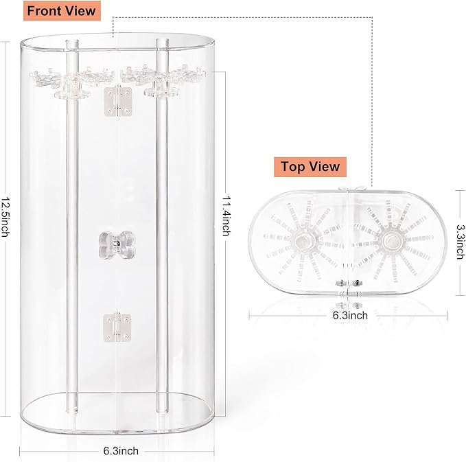 Acrylic Necklace Holder, Dustproof Rotation Jewelry Storage Holder Stand - Image 2