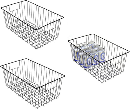16inch Freezer Storage Organizer Baskets, Refrigerator Metal Wire Basket Bins by lonpute