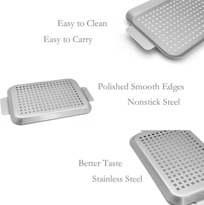 Grill Topper Non-Stick Stainless Steel BBQ Tray - Image 3