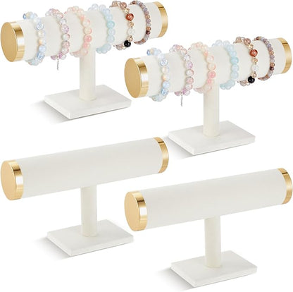 Wenqik 4 Pcs Bracelet Holder Stand Beige Velvet Bracelet Jewelry Display Holder by Wenqik