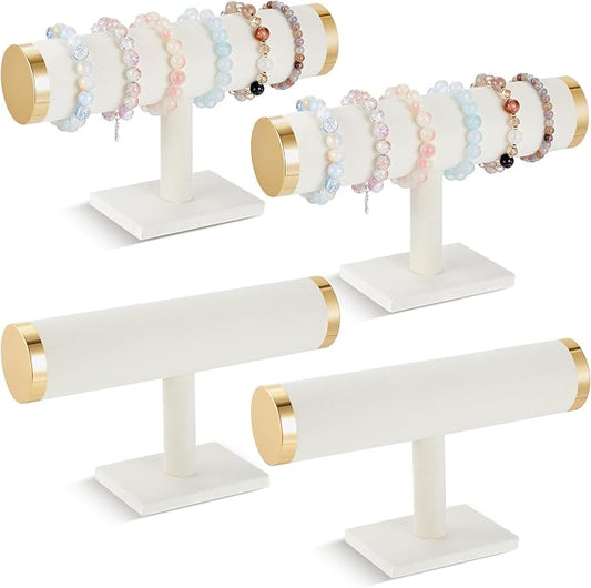 Wenqik 4 Pcs Bracelet Holder Stand Beige Velvet Bracelet Jewelry Display Holder by Wenqik