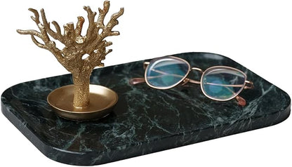 Natural Green Marble Tray 11.8"x7.8"x0.6" | Bathroom Vanity Organizer & Kitchen by Unknown