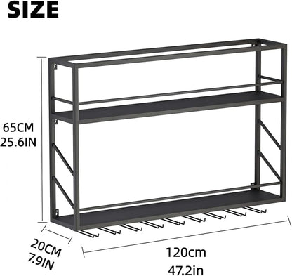 Wall Mounted Wine Rack with Glass Holder，Stylish Mini Floating Bar Shelves - Image 2