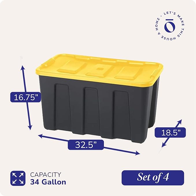 HOMZ 4-Pack Durabilt Tote, Heavy Duty Plastic Storage Bins - Image 4