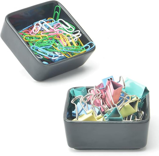 2 PCS Ceramic Paper Clip Organizer, Square Dispenser by MONOSUGO