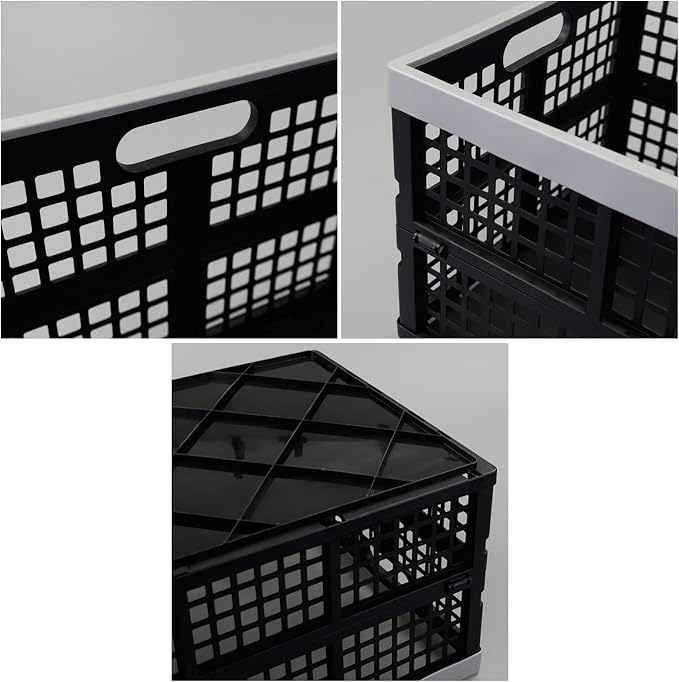 Anbers 42 L Plastic Collapsible Storage Crate, Folding Milk Crate Storage Bins - Image 2