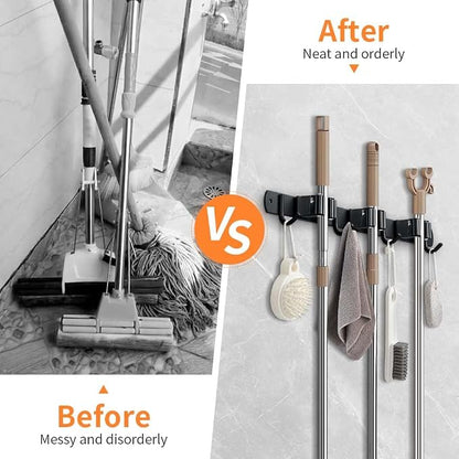 Broom Hanger and Mop Holder, Heavy Duty Garden Tool Organizer Rack Rake and - Image 2