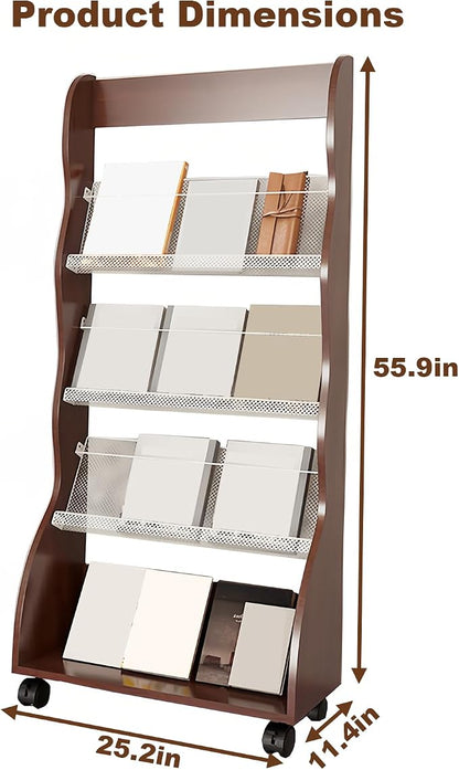 Brochure Display Rack, 4 Layer Floor-Standing Magazine Rack, Literature - Image 2