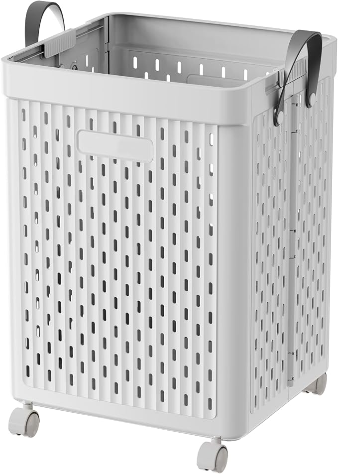 UAK Laundry Basket with Wheels, Collapsible Plastic Laundry Hamper with Handle by SayGoodbyetoClosetChaoswithCurStorage