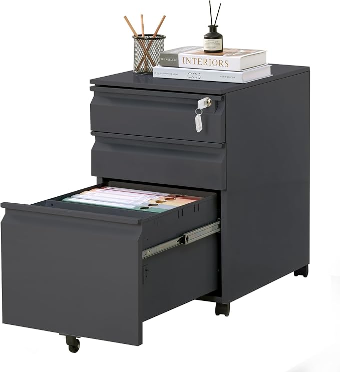 Garvee Mobile Filing Cabinet 3 Drawer, Under Desk File Cabinet by Garvee