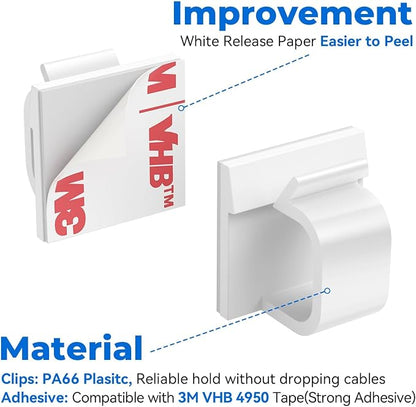 Large Cable Clips 40pcs with Strong Adhesive Tapes, Wire Holder Organizer Cord - Image 4