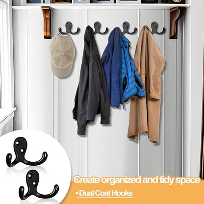 20 Pack Coat Hooks Wall Hooks for Hanging, Heavy Duty Double Prong Metal Hook - Image 4