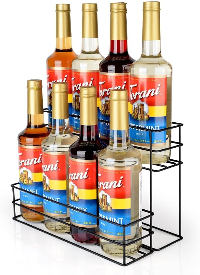 8 Bottle Capacity Coffee Syrup Organizer 2 Tier Coffee Syrup Stand Shelf by kimilus