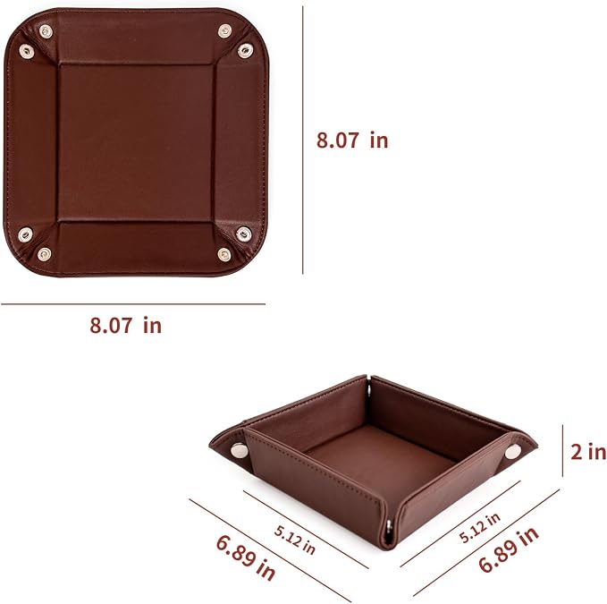 PU Leather Valet Tray for Mens and Women Catchall Tray for Keys, Jewelry Small - Image 2