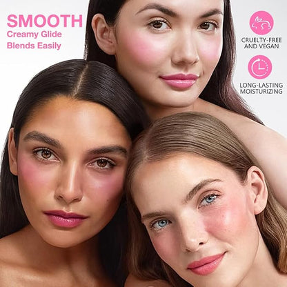 evpct 3Pcs 2In1 Blush Contour Multiuse Makeup Sticks Set, Ultra-Creamy Radiant - Image 5