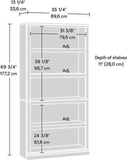 Sauder 5 Tier Book Shelf Wooden Bookcase Multipurpose Bookshelf - Image 3