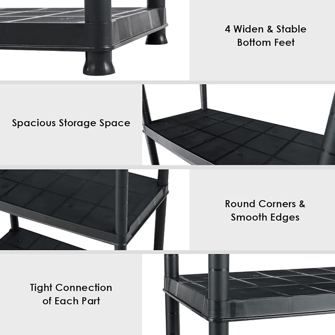 IRONMAX 5-Tier Garage Shelving Unit, Plastic Storage Rack - Image 4