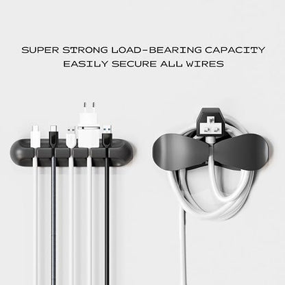 USB Cable Organizer Clips Cord Holder, 6 Packs Black Self Adhesive Desk Cord - Image 5