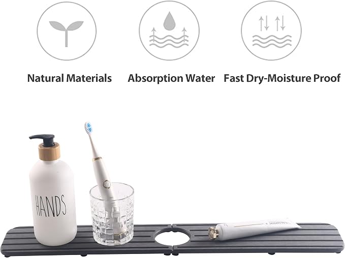 23.6inch x 4inch Kitchen Sink Faucet Mat, Water Absorbing Stone Faucet Splash - Image 5