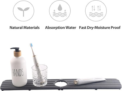 23.6inch x 4inch Kitchen Sink Faucet Mat, Water Absorbing Stone Faucet Splash - Image 5