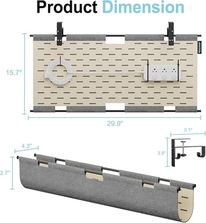 2-in-1 Under Desk Cable Management Tray & Privacy Panel, Dual-Sided Felt Cord - Image 6