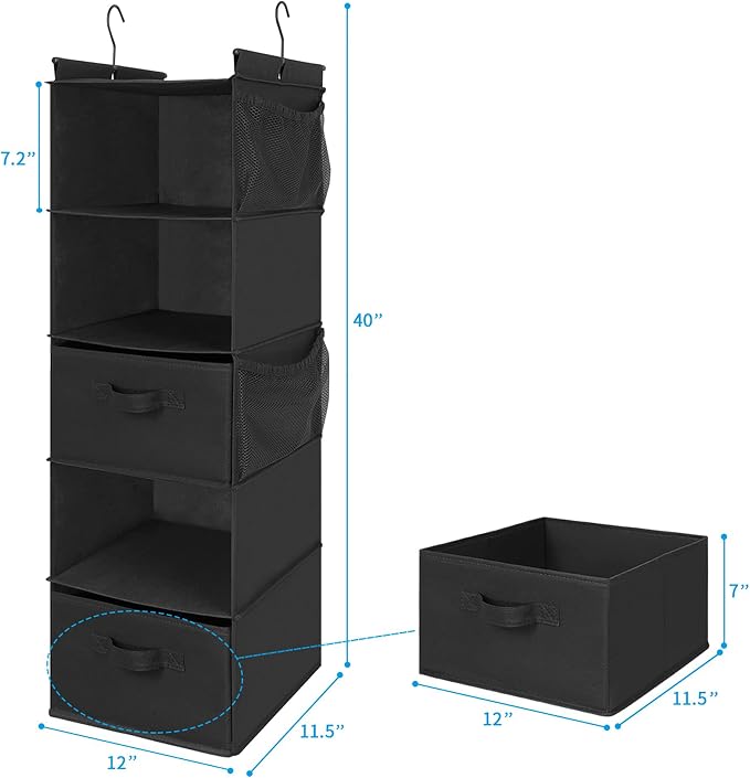 MAX Houser 5 Tier Shelf Hanging Closet Organizer, Cloth Hanging Shelf - Image 3