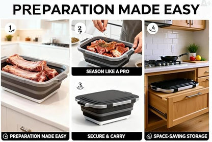 8L/16L BBQ Prep Tub with Cutting Board, Lid & Complimentary Mitts/Gloves – - Image 3