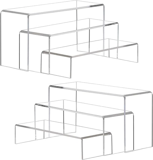 ANDGOO Large Acrylic Display Risers, 2 Sets Clear Rectangular Showcase by ANDGOO