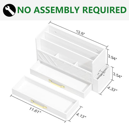 Bamboo Desk Organizer Mail Holder Countertop Wood Desk Drawer Tabletop Storage - Image 6