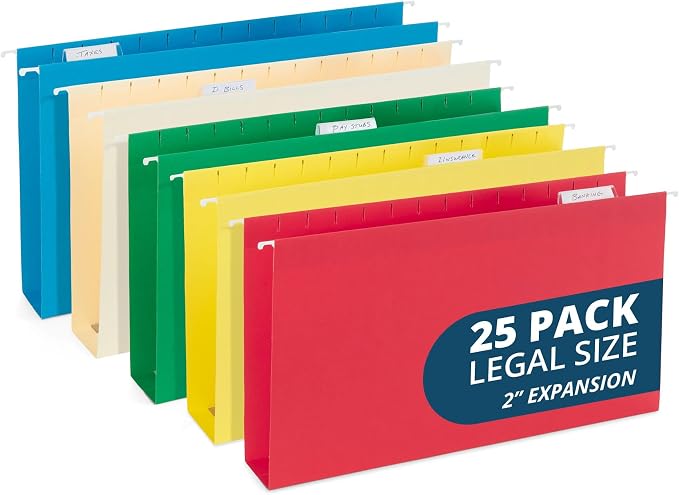 25 Blue Summit Supplies Legal Size Hanging File Folders by BlueSummitSupplies
